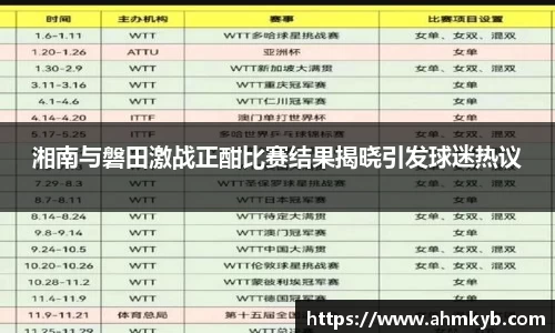 湘南与磐田激战正酣比赛结果揭晓引发球迷热议